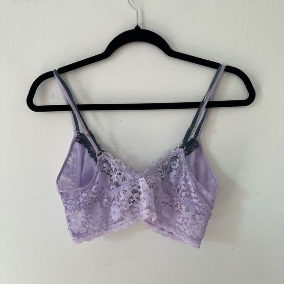 Rose + Vine Lavender Floral Lace Lightly Lined Soft Cup Bralette Bra - Picture 6 of 10